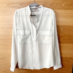 REMIXMESS WHITE HENLEY BLOUSE - NWT